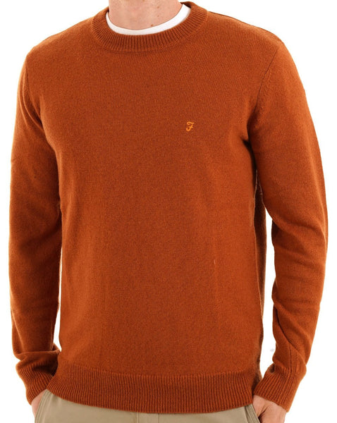 Farah Maidstone Crew Knit Burnt Orange
