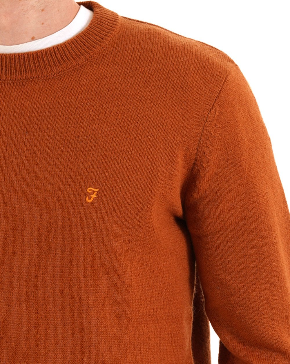 Farah Maidstone Crew Knit Burnt Ochre