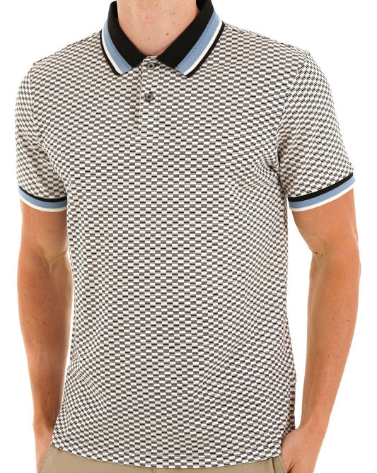 Ben Sherman Chequerboard Print Polo Black