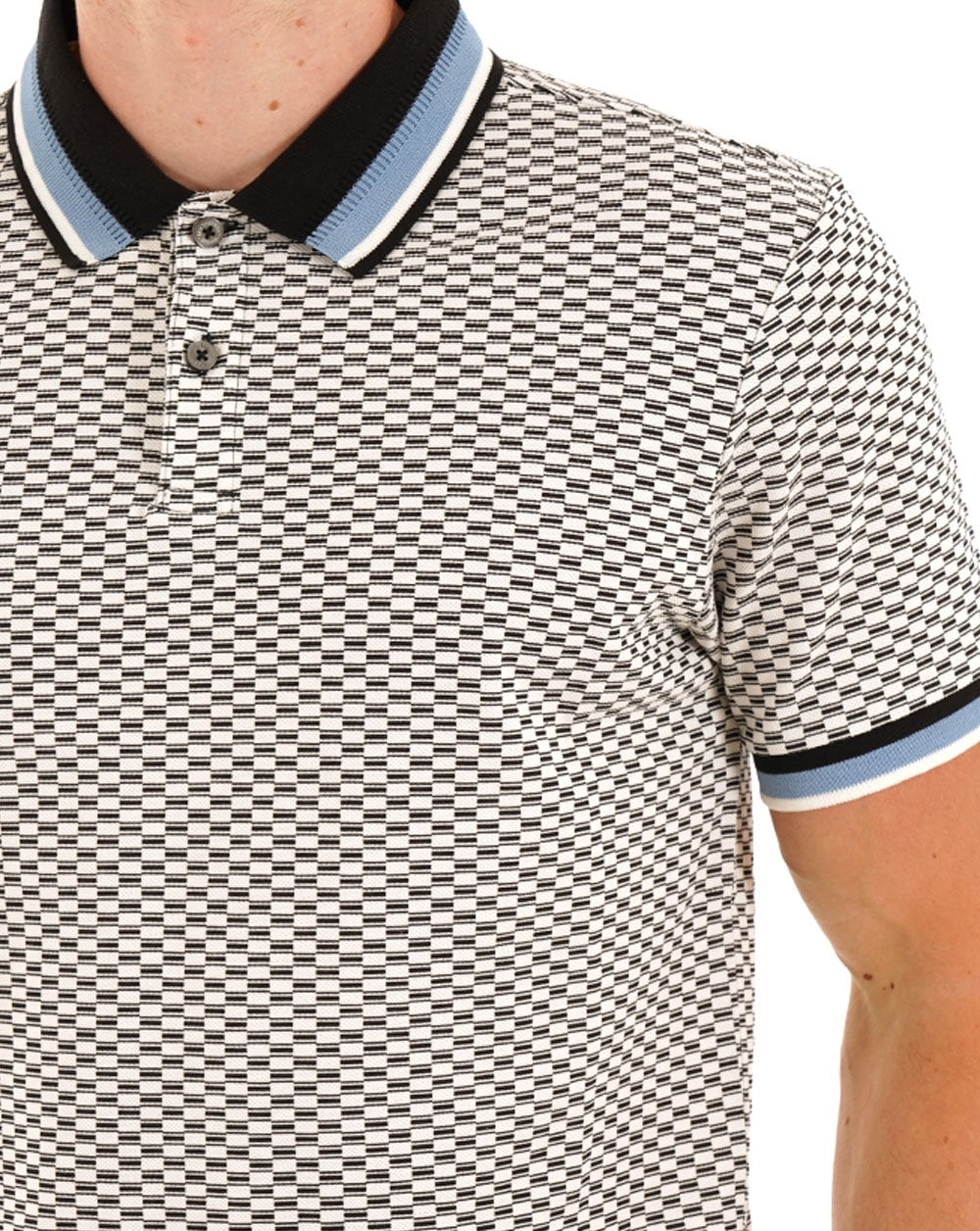 Ben Sherman Chequerboard Print Polo Black