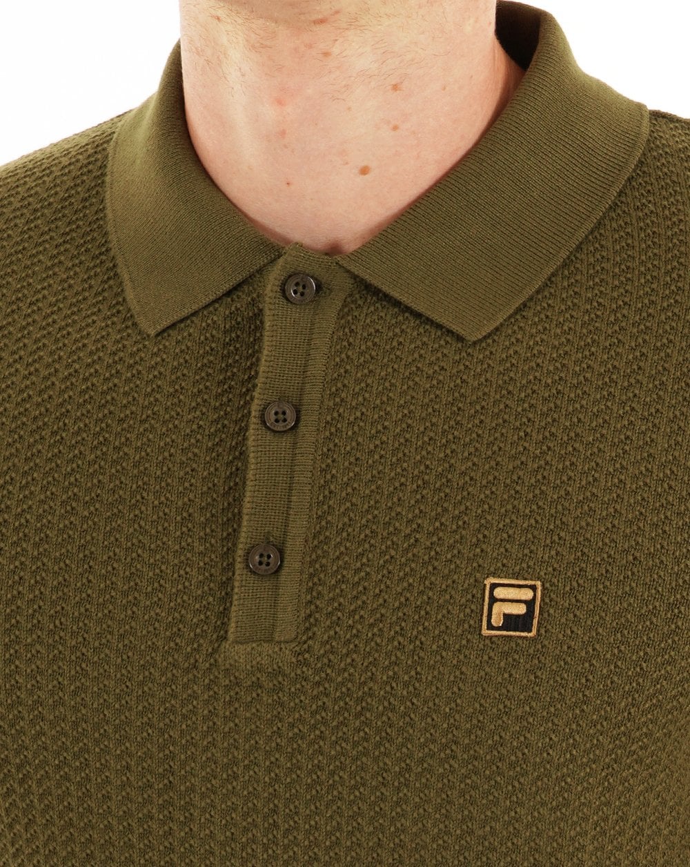 Fila Gold Sander Knit Polo Dark Olive