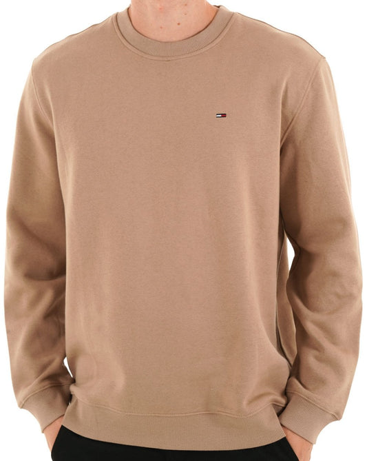 Tommy Jeans Flag Crew Sweatshirt Taupe