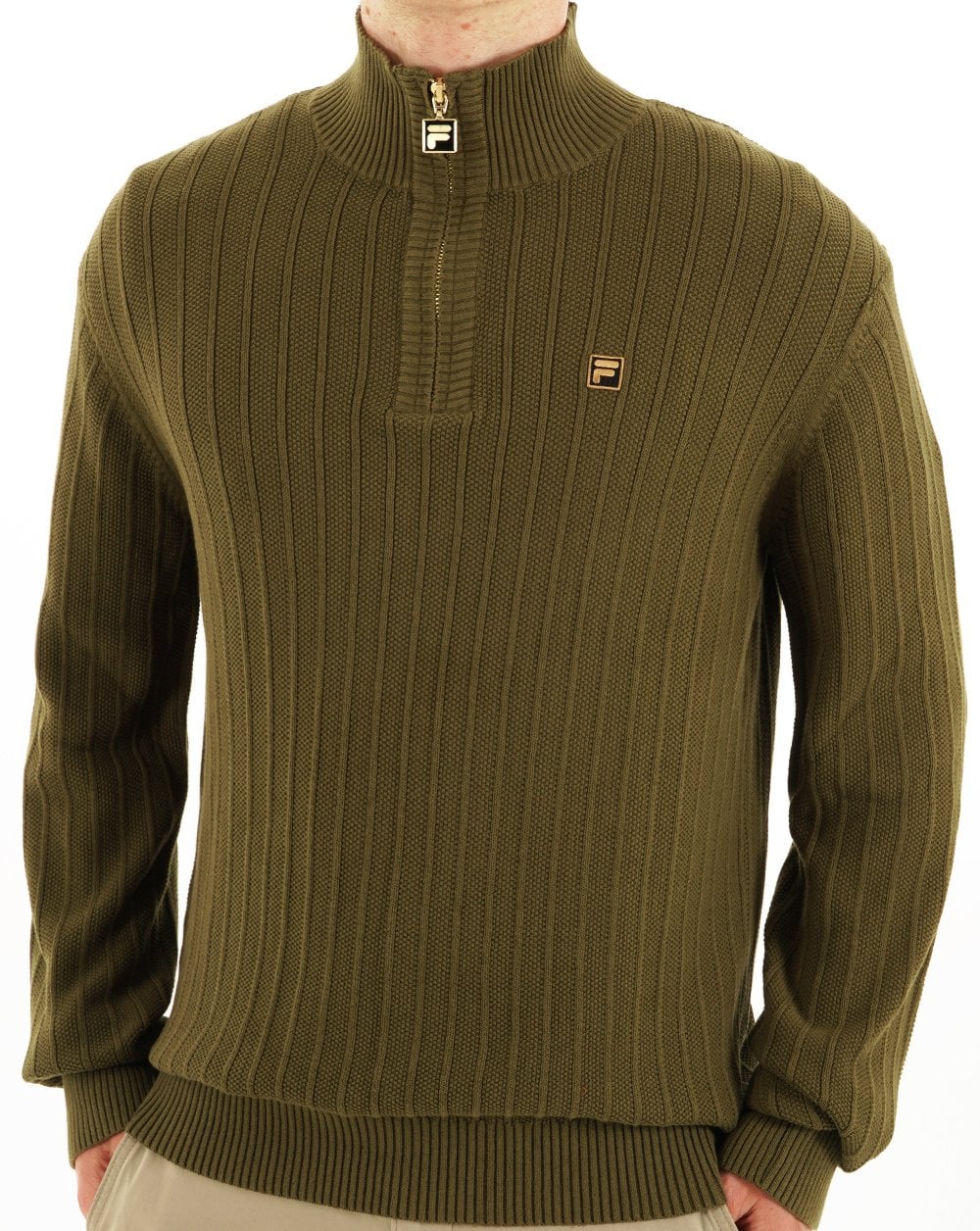Fila Gold Stevie 1/4 Zip Funnel Knit Dark Olive