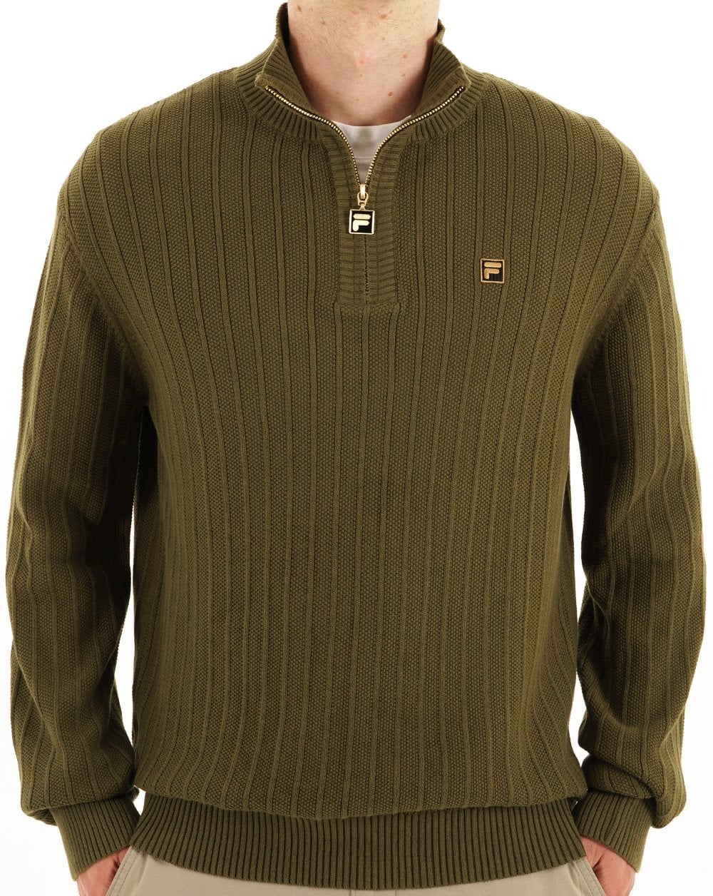 Fila Gold Stevie 1/4 Zip Funnel Knit Dark Olive