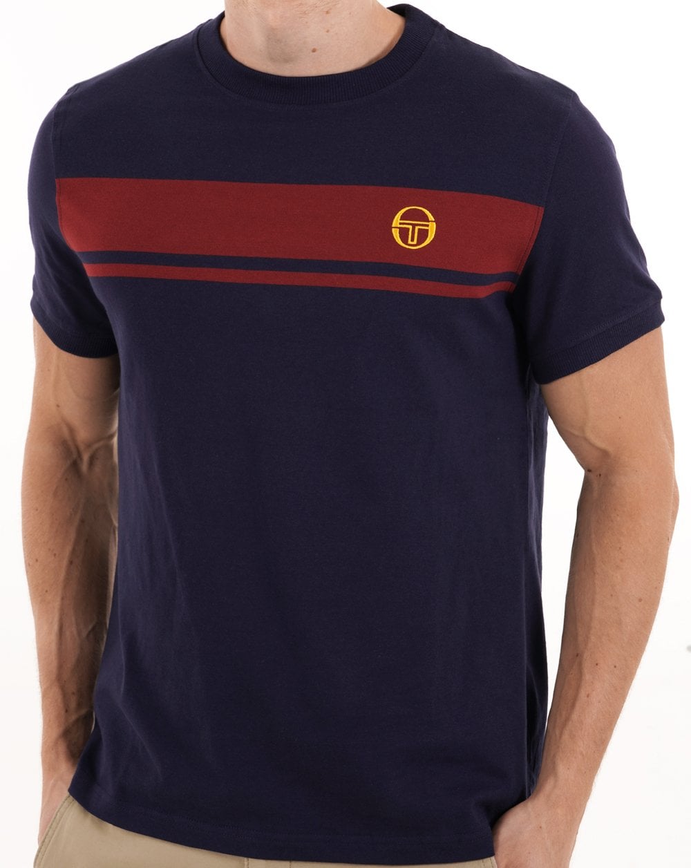 Sergio Tacchini Masters T Shirt Navy Blue/Deep Red