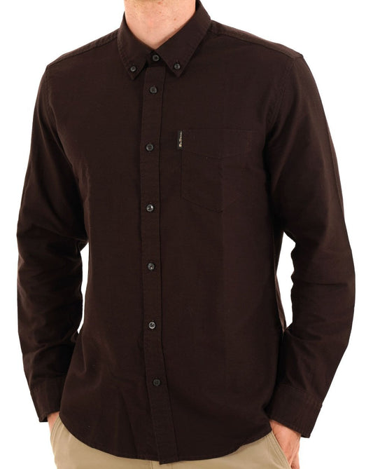 Ben Sherman Signature LS Oxford Shirt Dark Brown