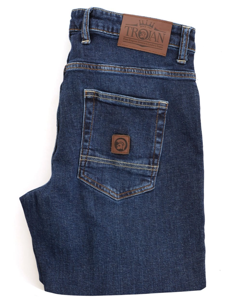 Trojan Stretch Straight Leg Jeans Mid Wash