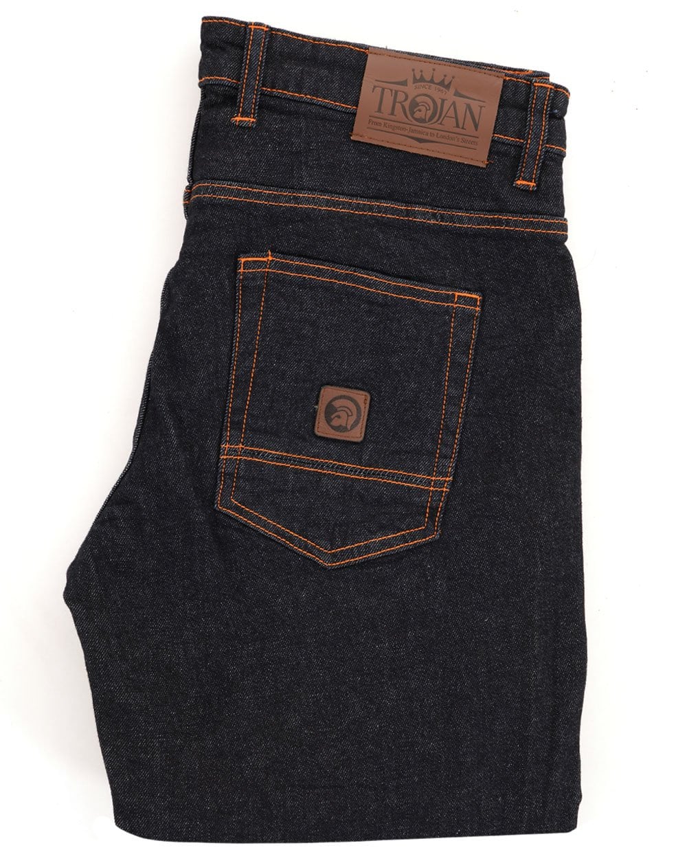 Trojan Signature Orange Stitch Straight Leg Jeans Rinse