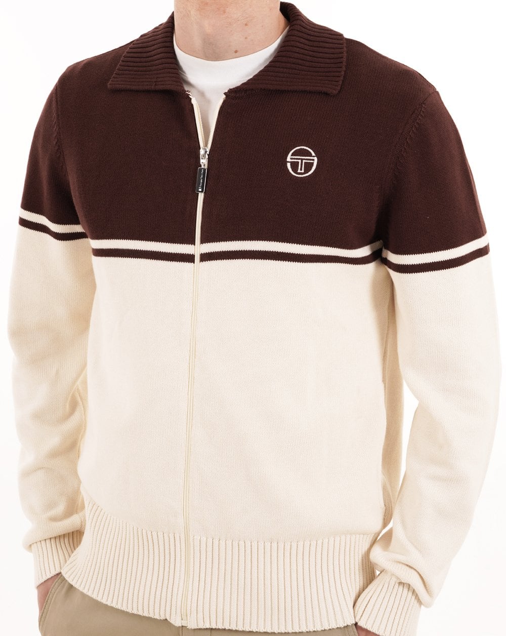 Sergio Tacchini Knitted Track Top Brown Gardenia