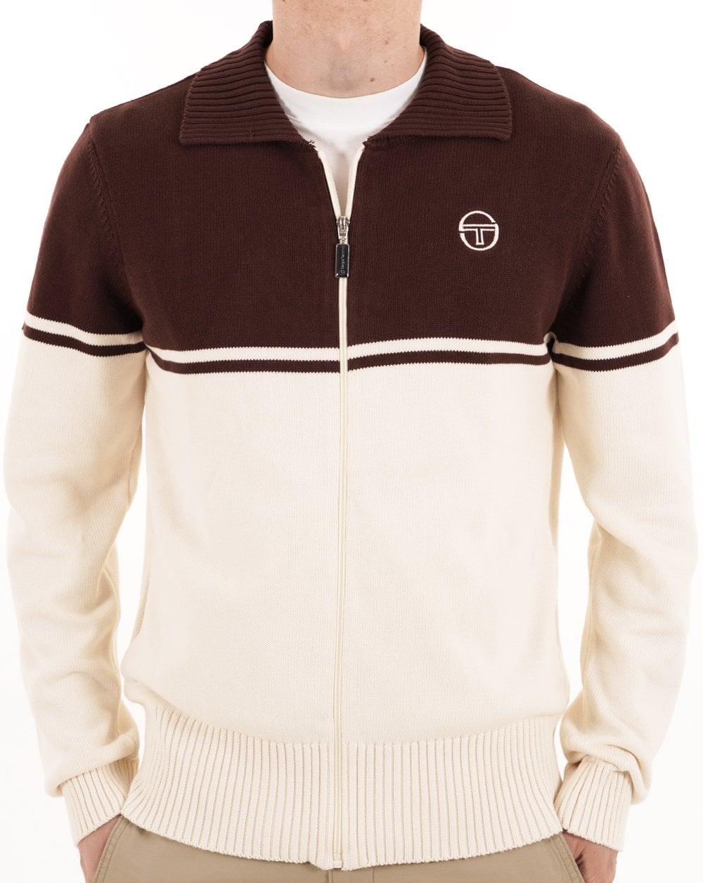 Sergio Tacchini Knitted Track Top Brown Gardenia