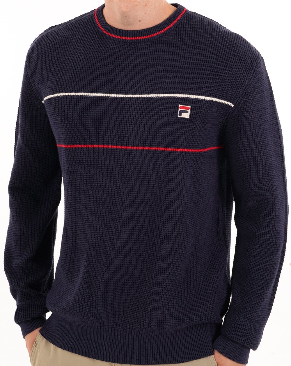 Fila Vintage 2 Stripe Waffle Knit Navy