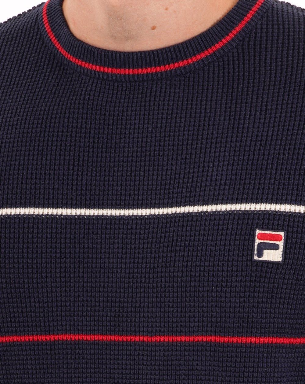 Fila Vintage 2 Stripe Waffle Knit Navy