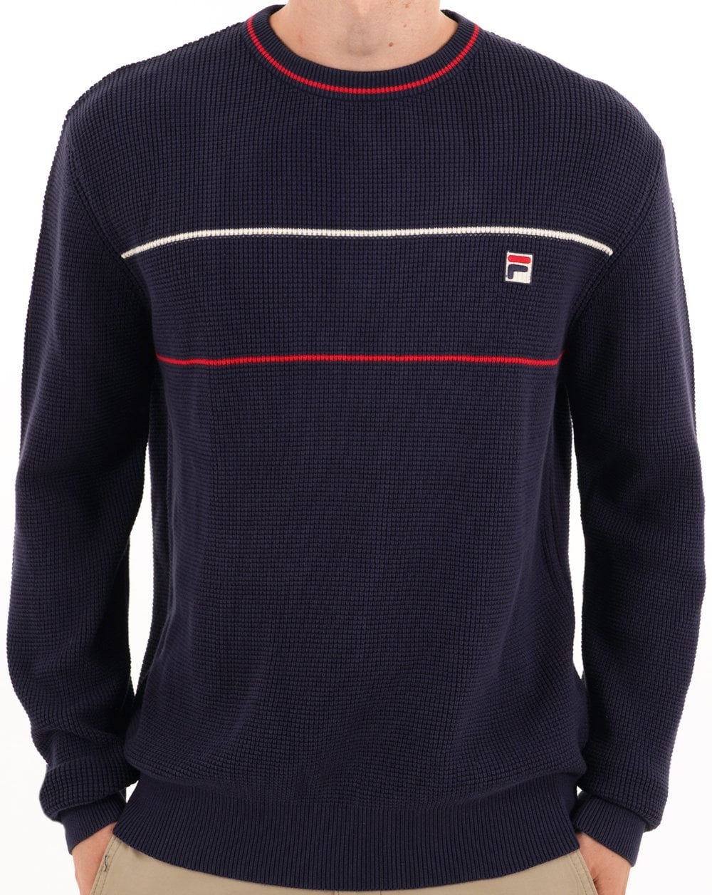 Fila Vintage 2 Stripe Waffle Knit Navy