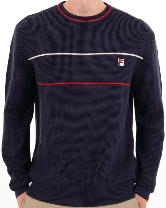 Fila Vintage 2 Stripe Waffle Knit Navy