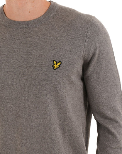 Lyle & Scott Cotton Merino Crew Jumper Mid Grey Marl