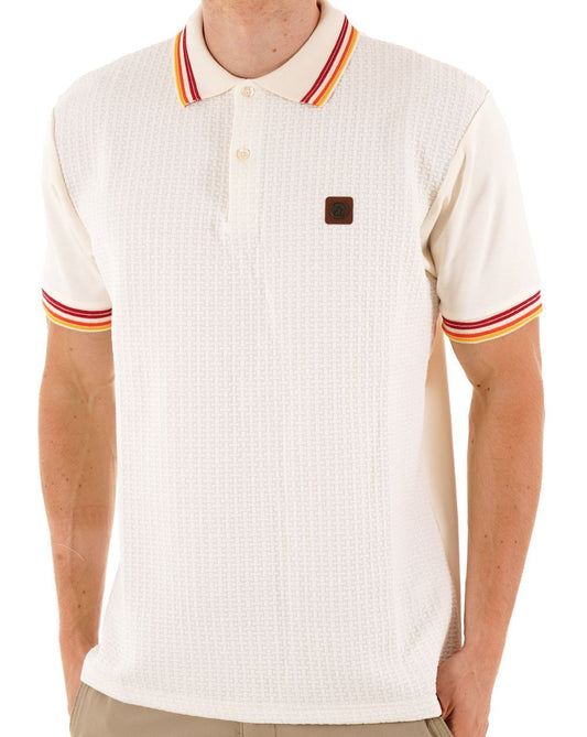 Trojan Basket Weave Polo Ecru