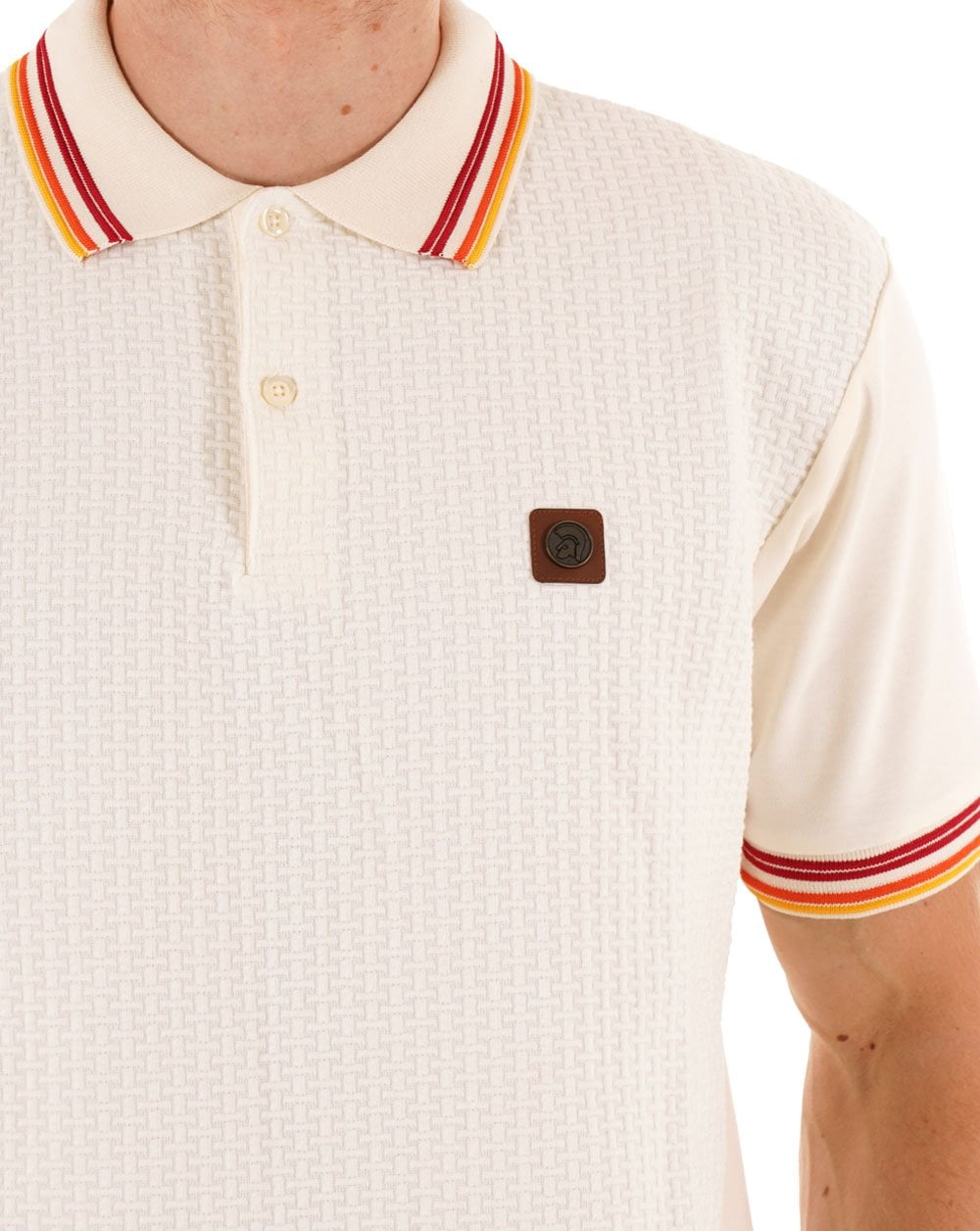 Trojan Basket Weave Polo Ecru