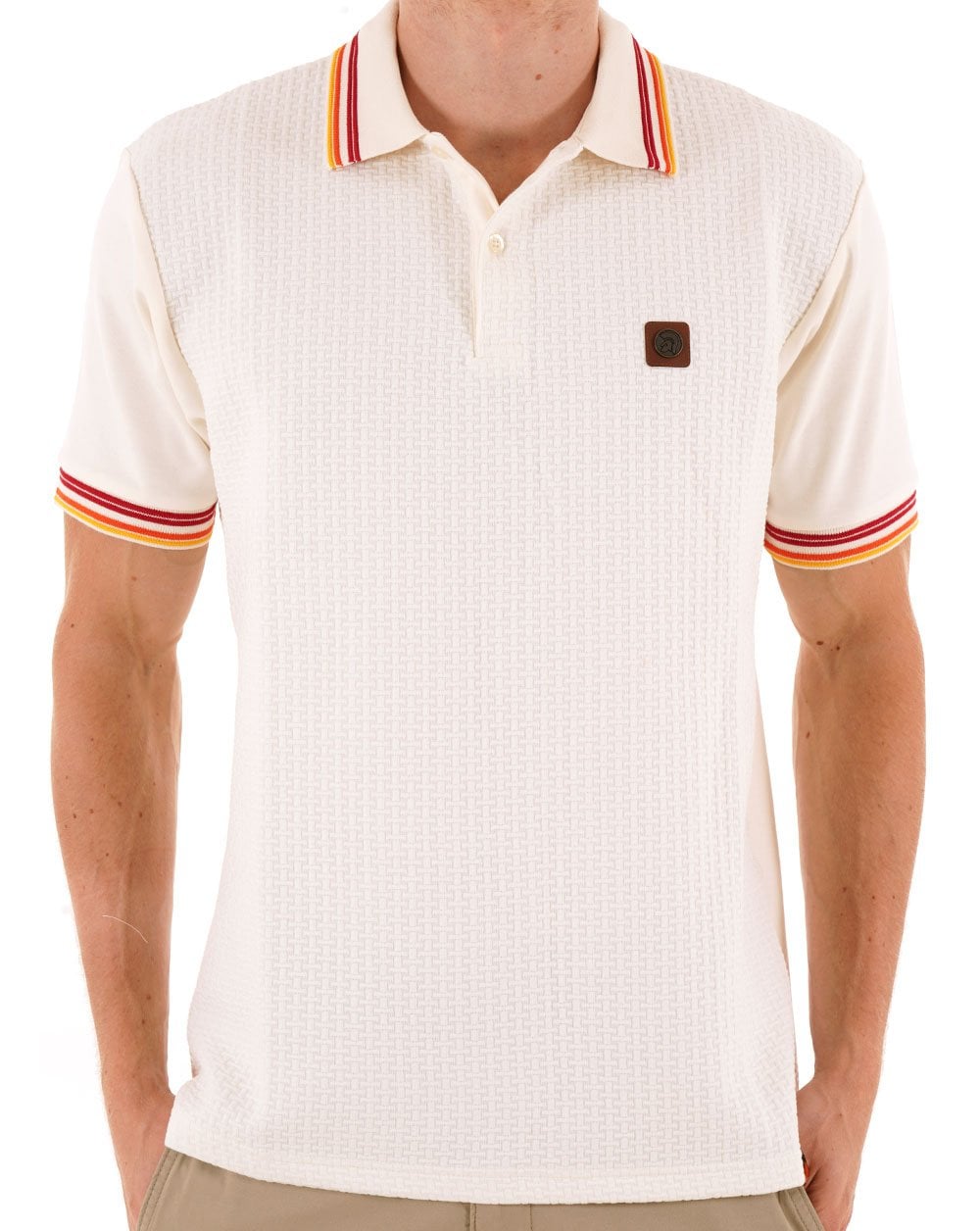 Trojan Basket Weave Polo Ecru