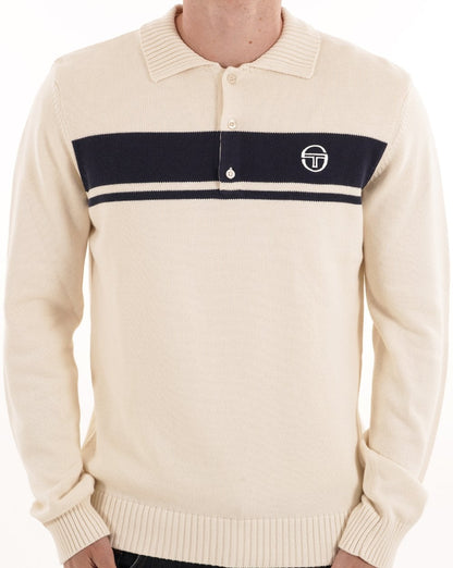 Sergio Tacchini Masters Long Sleeve Knit Polo Gardenia