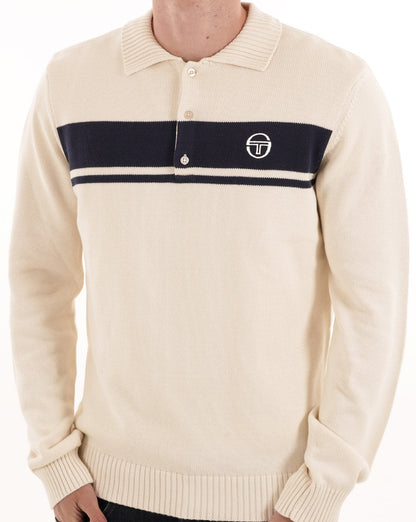 Sergio Tacchini Masters Long Sleeve Knit Polo Gardenia