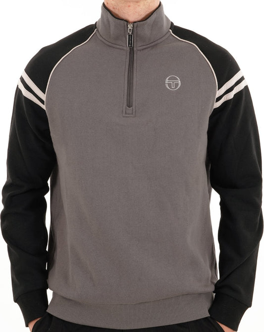 Sergio Tacchini Retro Half Zip Black Charcoal