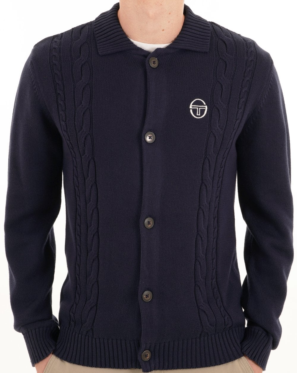 Sergio Tacchini Cable Knit Cardigan Navy