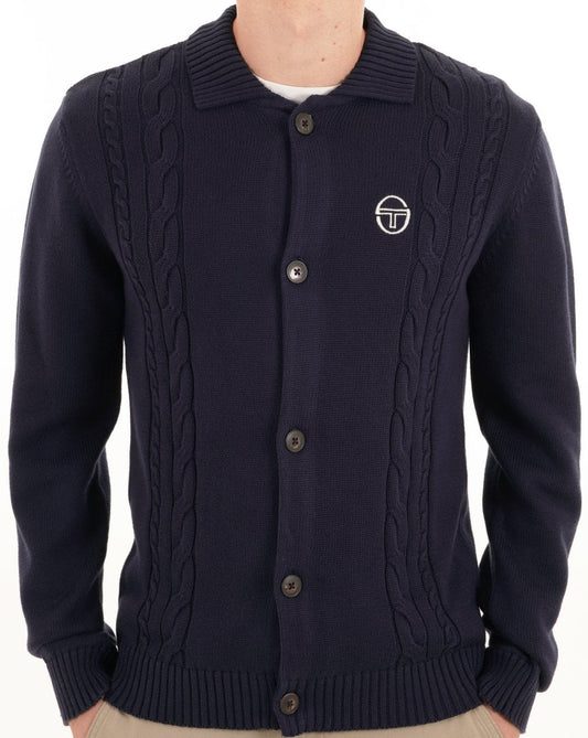 Sergio Tacchini Cable Knit Cardigan Navy