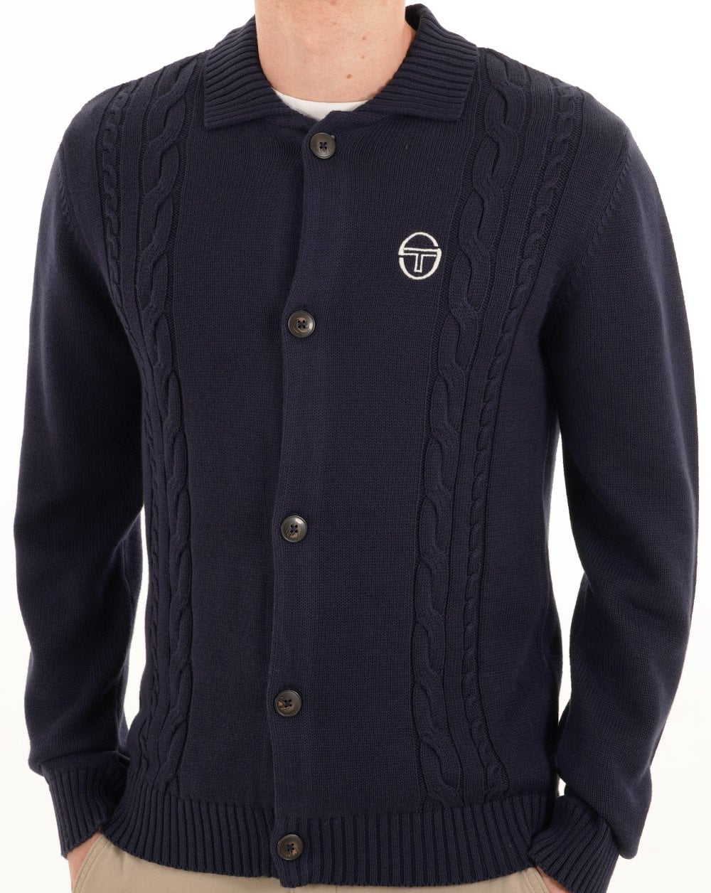 Sergio Tacchini Cable Knit Cardigan Navy