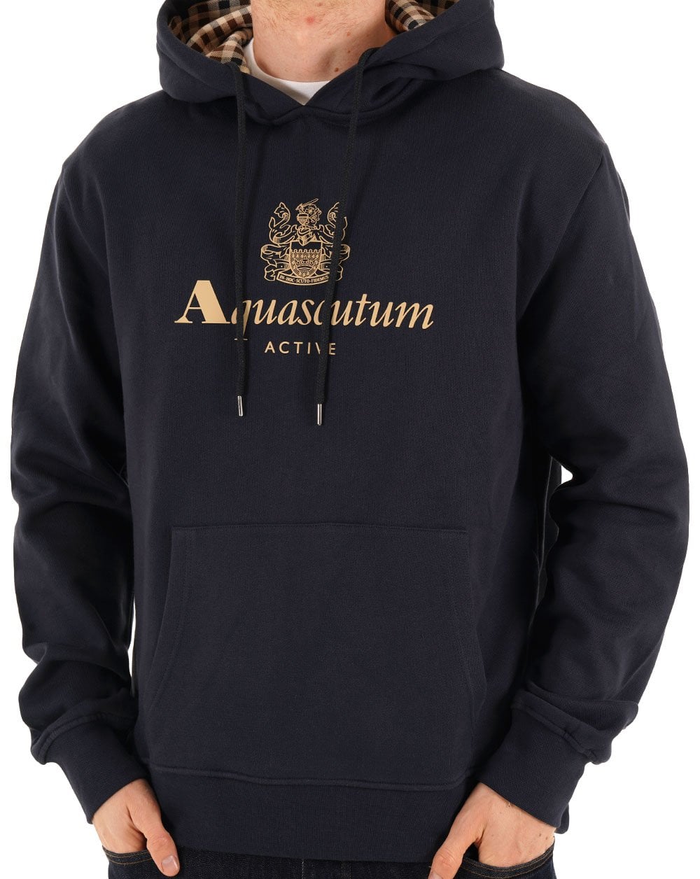 Aquascutum Logo Hoodie Navy