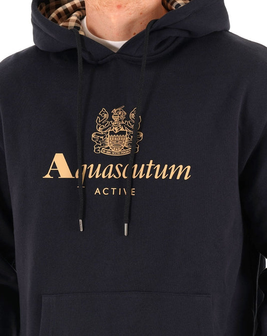 Aquascutum Logo Hoodie Navy
