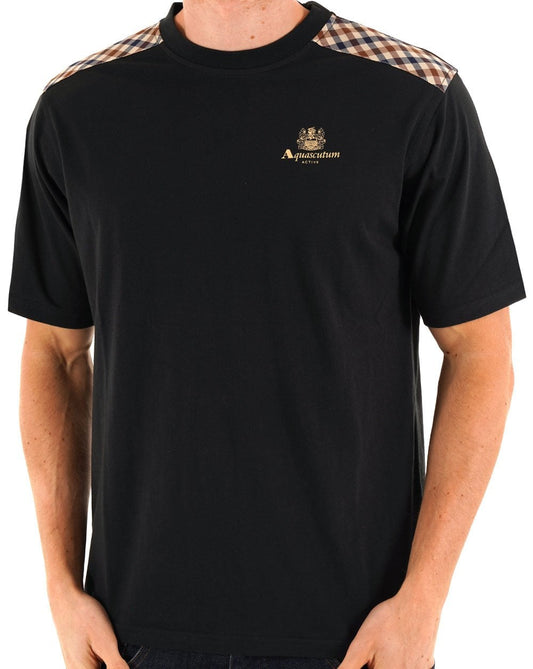 Aquascutum Check Shoulder T-shirt Black
