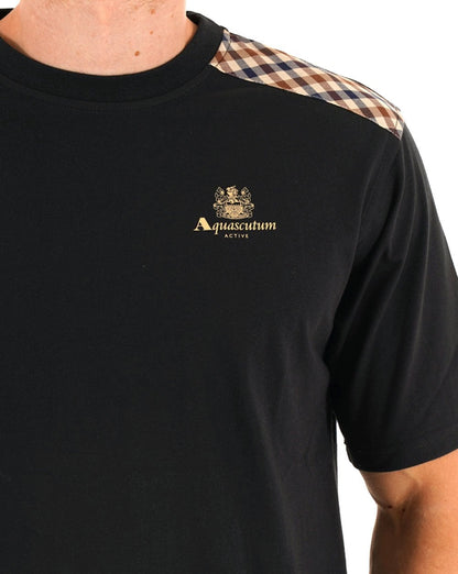 Aquascutum Check Shoulder T-shirt Black