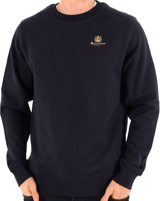 Aquascutum Small Logo Crew Sweatshirt Navy