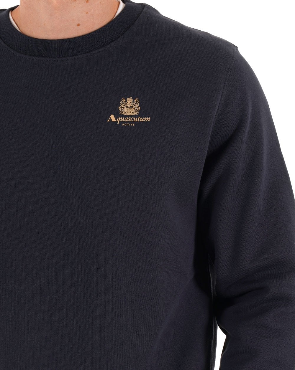 Aquascutum Small Logo Crew Sweatshirt Navy