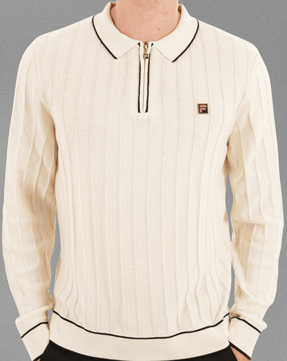 Fila Gold Texture Knit L/S Polo Tofu