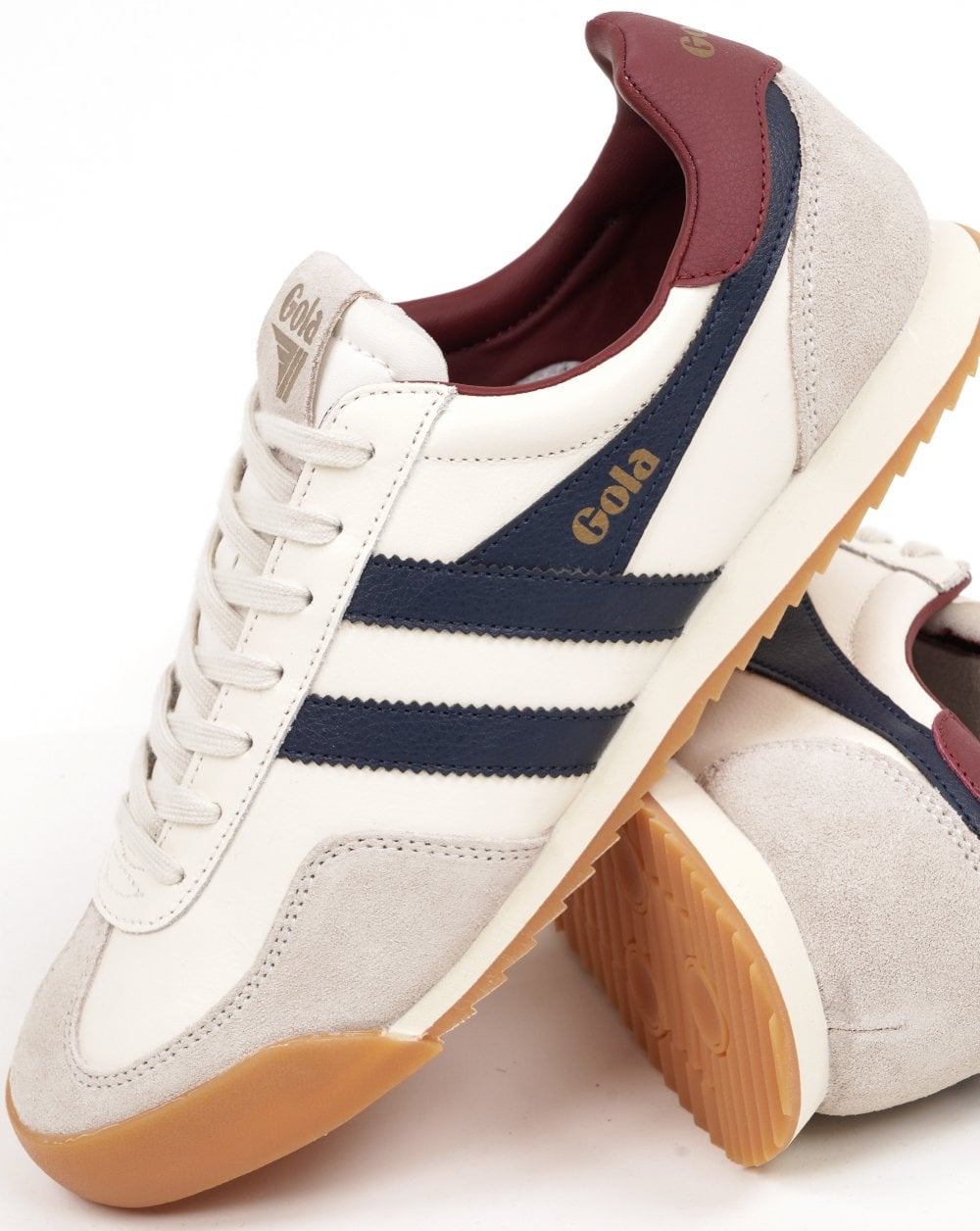 Gola Europa Leather Trainers Off White/Navy/Deep Red