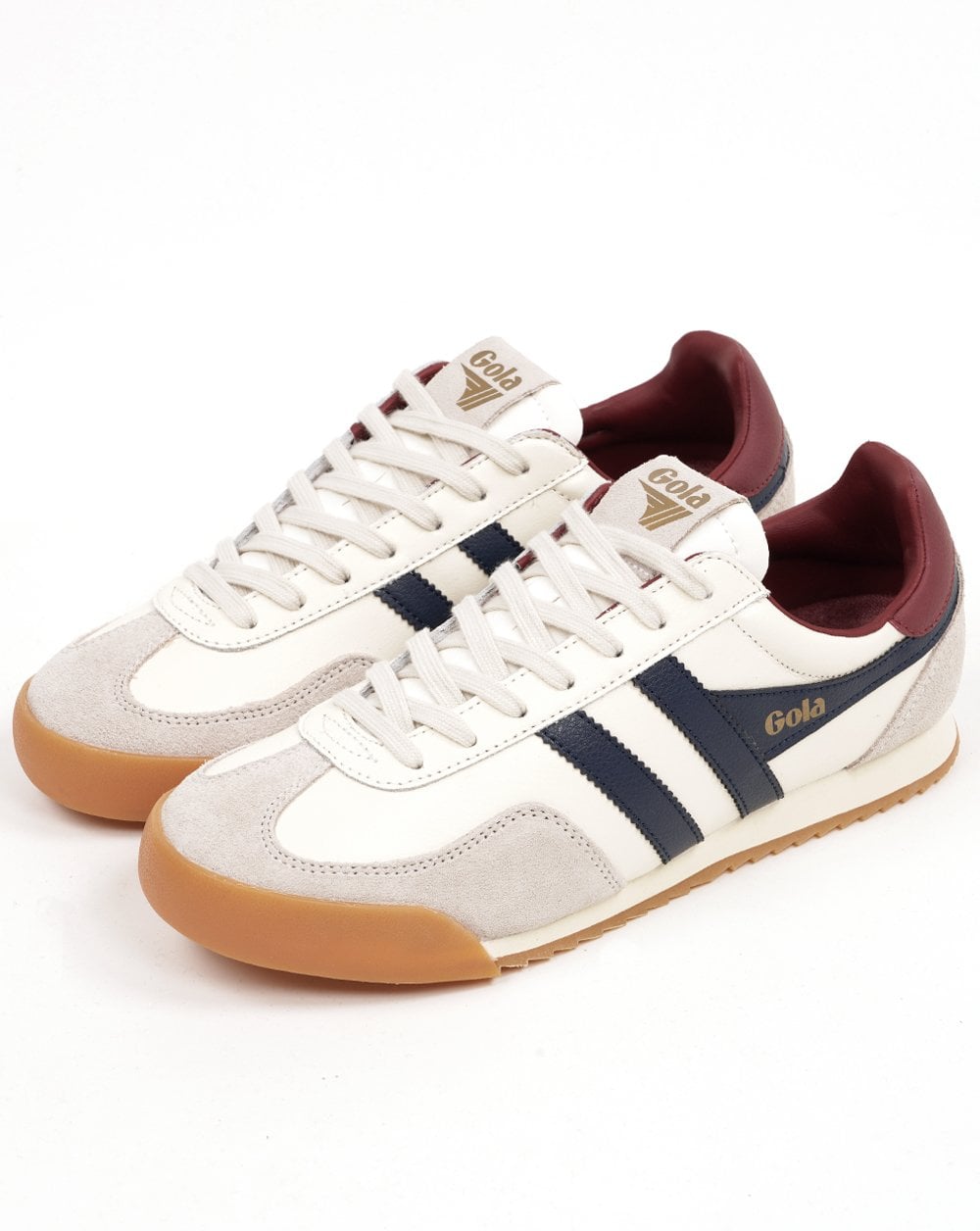 Gola Europa Leather Trainers Off White/Navy/Deep Red