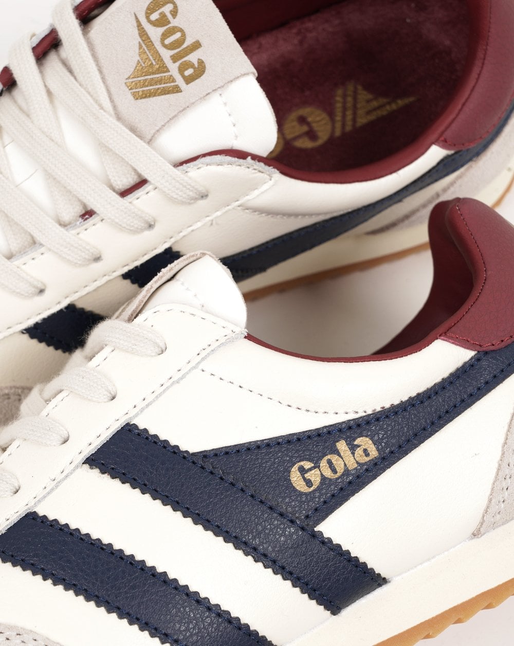 Gola Europa Leather Trainers Off White/Navy/Deep Red