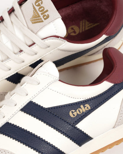 Gola Europa Leather Trainers Off White/Navy/Deep Red