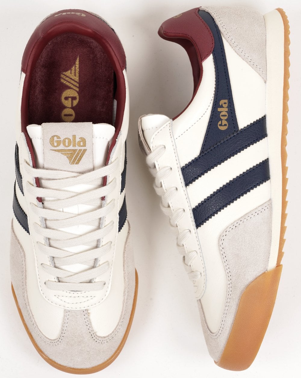 Gola Europa Leather Trainers Off White/Navy/Deep Red