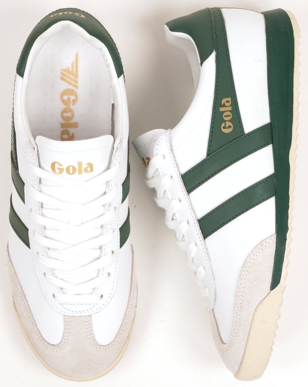 Gola Torpedo Leather Trainers White/Evergreen