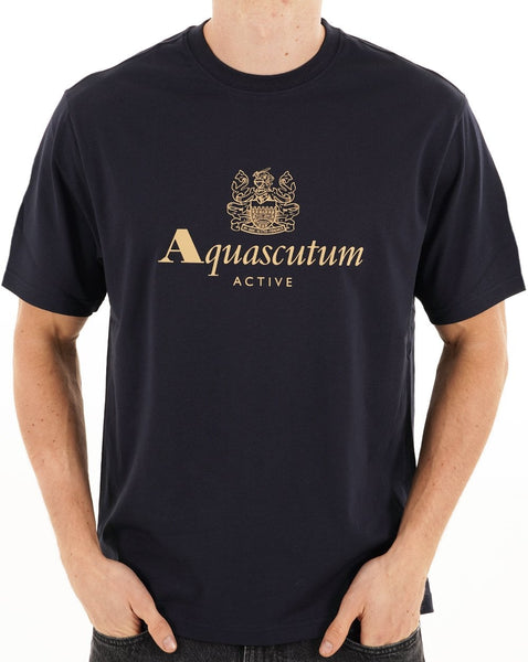 Aquascutum Large Logo T Shirt Navy