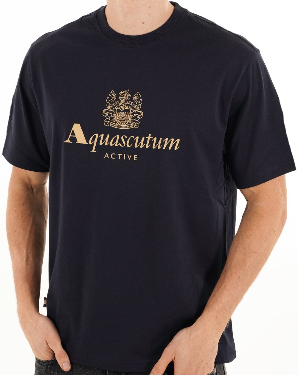 Aquascutum Large Logo T Shirt Navy