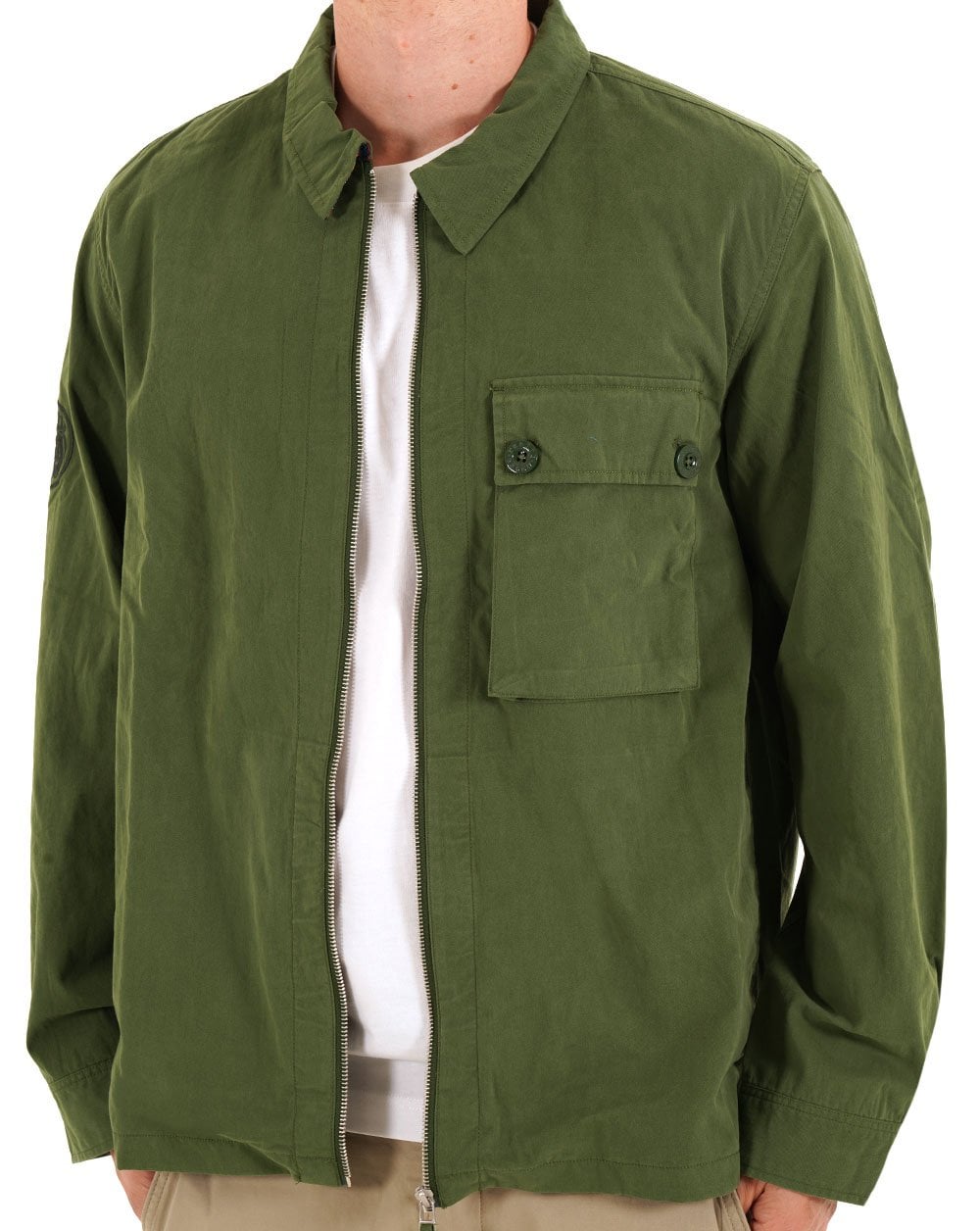 Pretty Green Feltham Overshirt Khaki Green