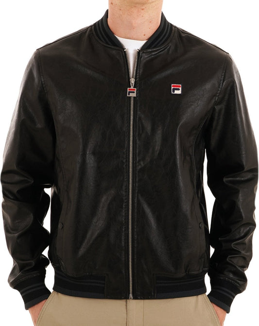 Fila Vintage Settanta Leather Look Jacket Black
