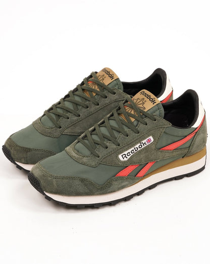 Reebok Aztec II Trainers Olive Green Orange