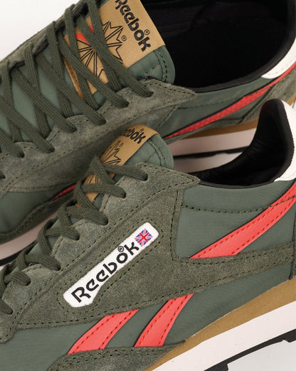 Reebok Aztec II Trainers Olive Green Orange