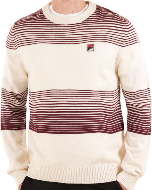 Fila Vintage Stripe Crew Knit Gardenia/Port