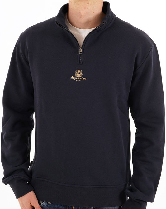 Aquascutum Logo Quarter Zip Fleece Navy