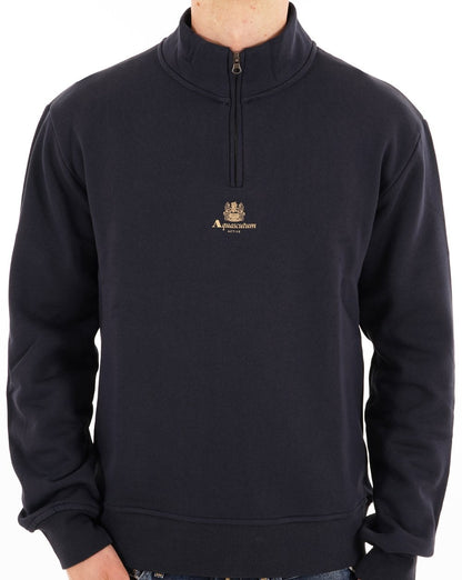 Aquascutum Logo Quarter Zip Fleece Navy